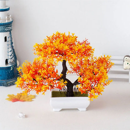 Artificial Plastic Plants Bonsai Small Tree Pot Potted Flower Garden Fake Plant Arrangement Ornaments Room Home Table Decor
