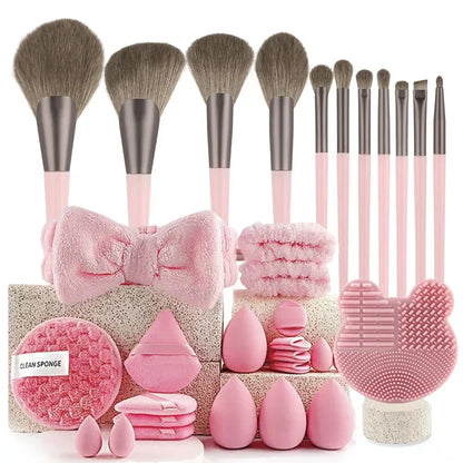 13/33pcs Professional Makeup Brush Set with Accessories for Combination Skin- Featuring Soft Brushes，Suitable for Beginners