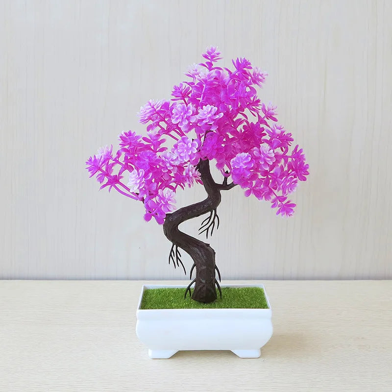 Artificial Plastic Plants Bonsai Small Tree Pot Potted Flower Garden Fake Plant Arrangement Ornaments Room Home Table Decor