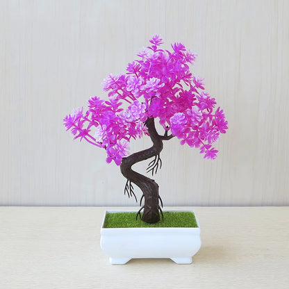 Artificial Plastic Plants Bonsai Small Tree Pot Potted Flower Garden Fake Plant Arrangement Ornaments Room Home Table Decor