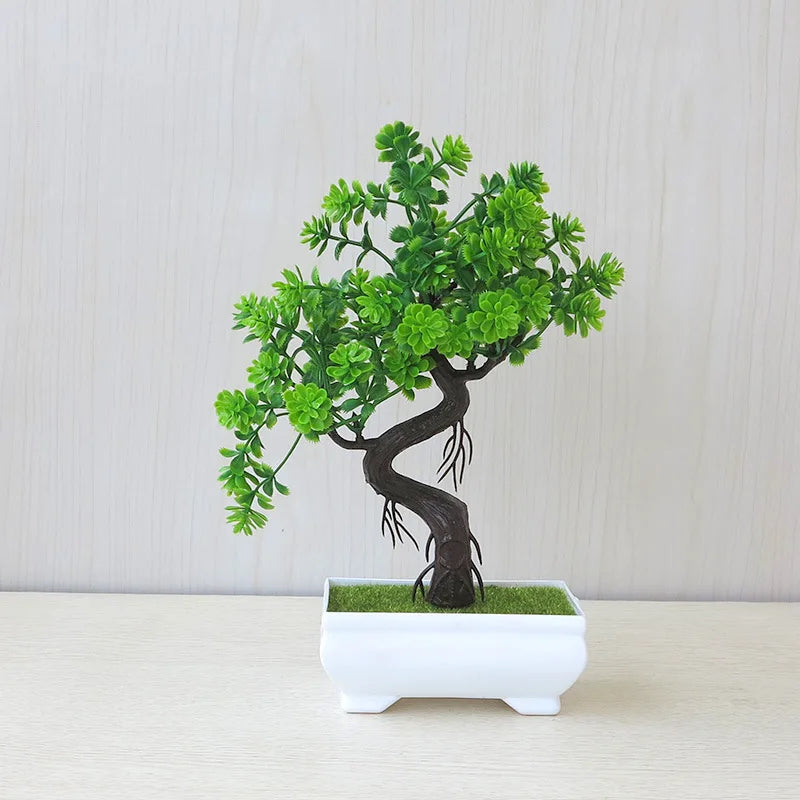 Artificial Plastic Plants Bonsai Small Tree Pot Potted Flower Garden Fake Plant Arrangement Ornaments Room Home Table Decor
