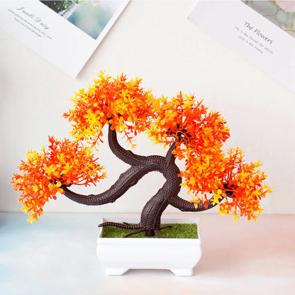Artificial Plastic Plants Bonsai Small Tree Pot Potted Flower Garden Fake Plant Arrangement Ornaments Room Home Table Decor